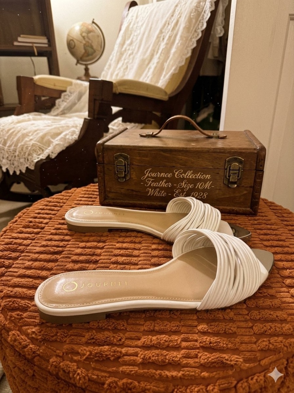 Journee Collection White Braided Slide Mules